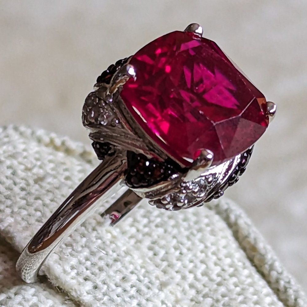 Ruby, Garnet, White Topaz Sterling Silver Ring